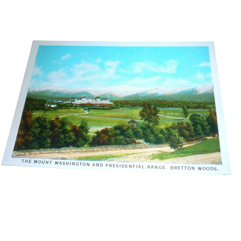 Vintage Postcard Mount Washington Presidential Range Bretton Woods White Border